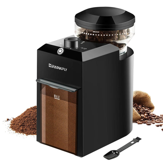 KIRAINAFLY Automatic Burr Mill Coffee Grinder 28 Gears