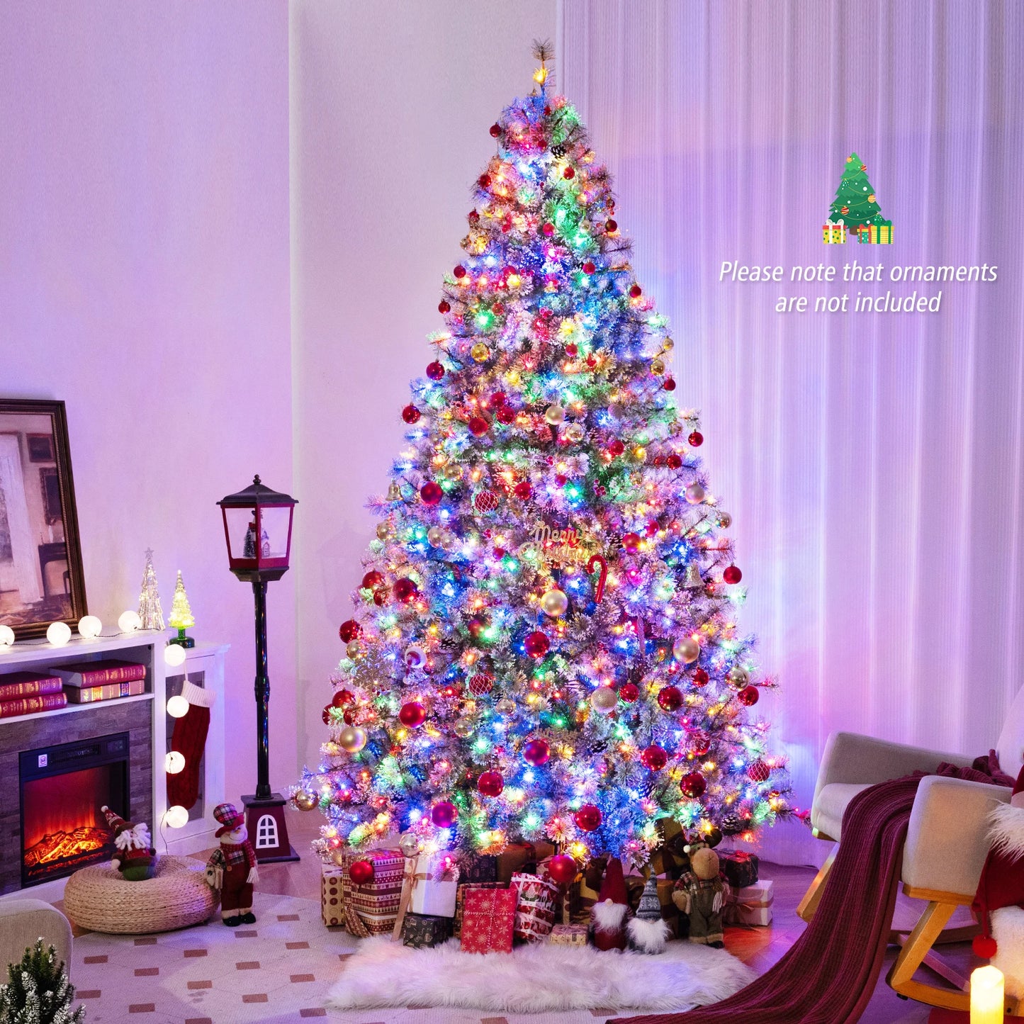 LIFEZEA Prelit Artificial Christmas Tree With 9 Lighting Modes