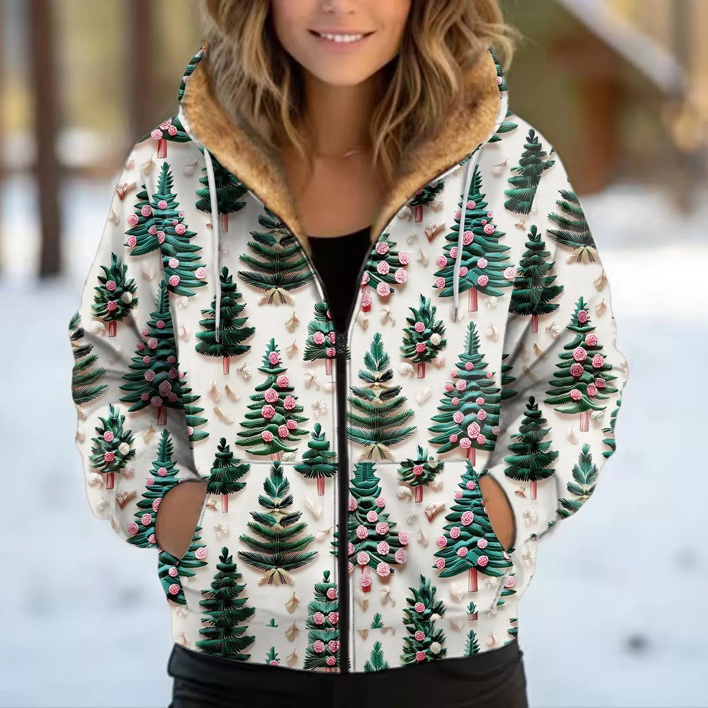 Cozy Hooded Plush Sweatshirt Women Winter Jacket Coat