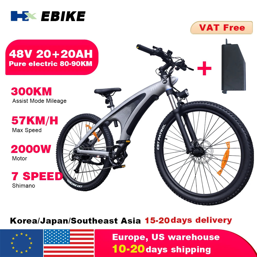 HX Q5 2000W 48V 20Ah Electric AllTerrainAdventureEngineering Mountain Ebike ProEdition