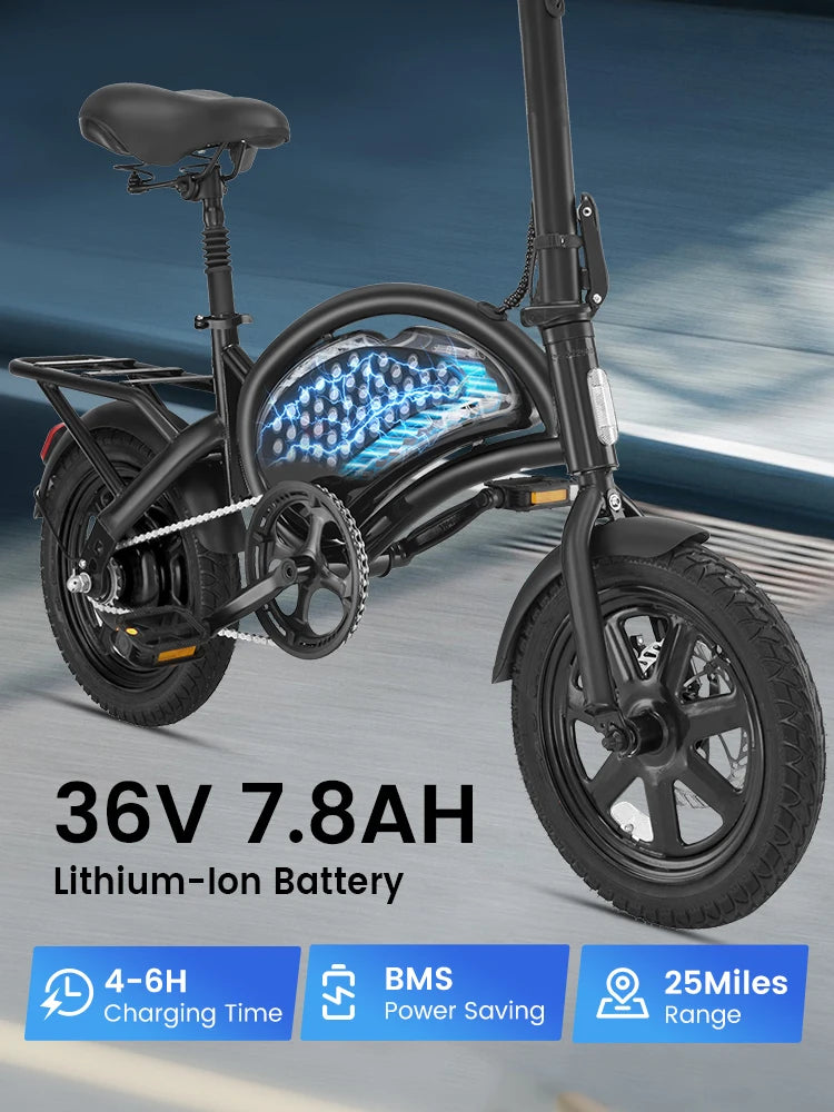 DYU D3F Mini Electric Bicycle With 500W Peak Motor 36V 7.8Ah Lithium Battery City Commuter