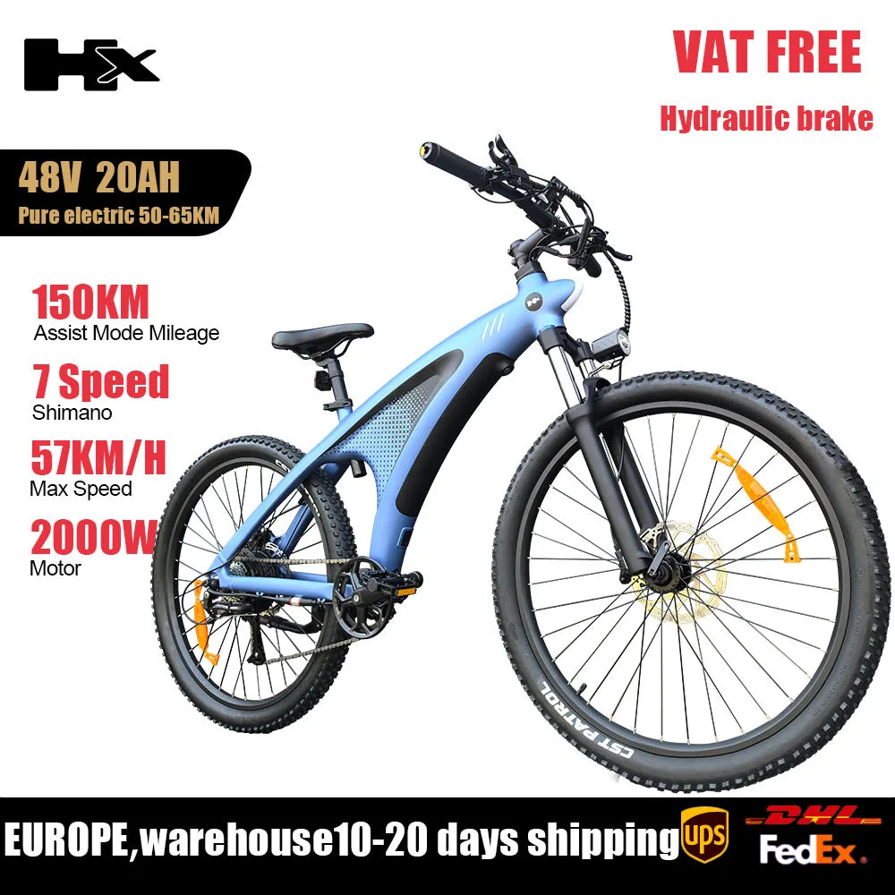 HUANCI HX Q5 2000W Electric Mountain Bike With Removable Battery Dual Hydraulic Brakes