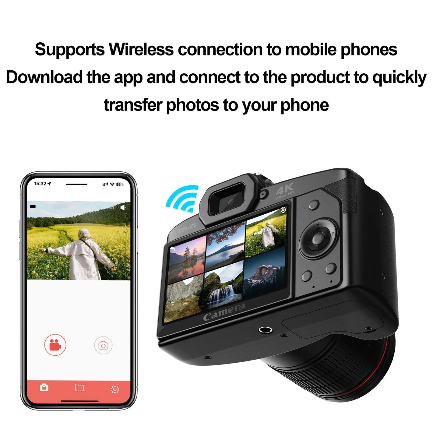 Digital Camera 3 Inch IPS Screen 4K Dual Cameras Camcorder
