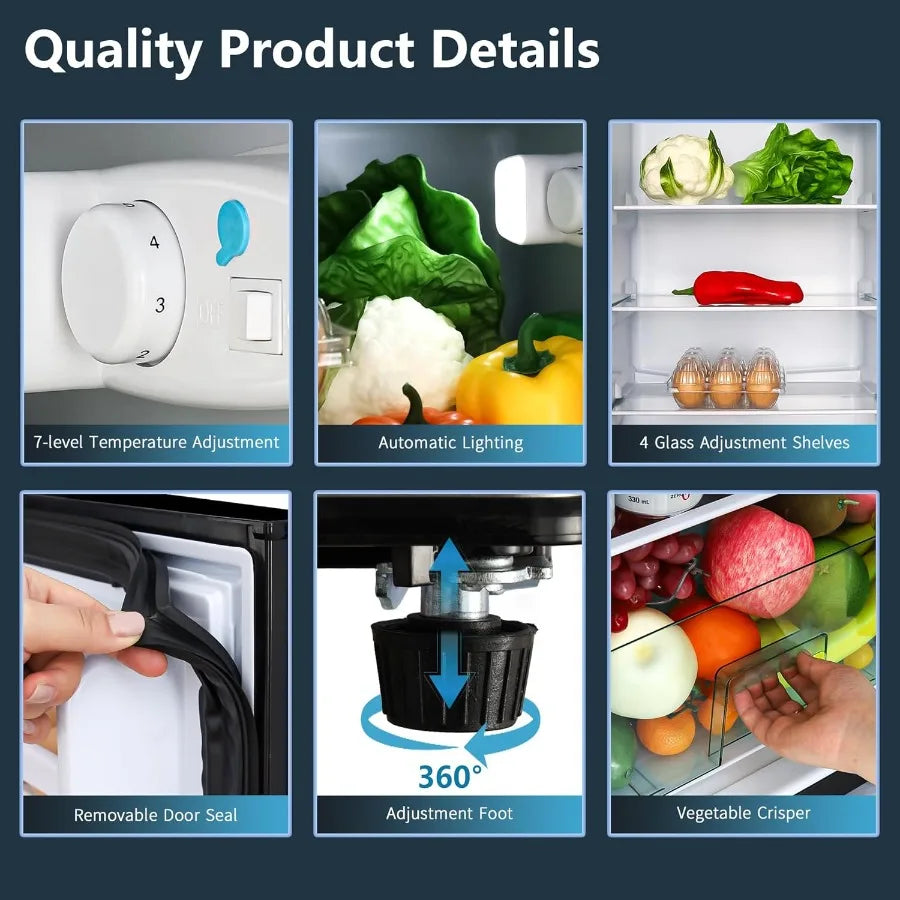 XMSJ Dual Door Refrigerator With Freezer 7 Temperature Settings