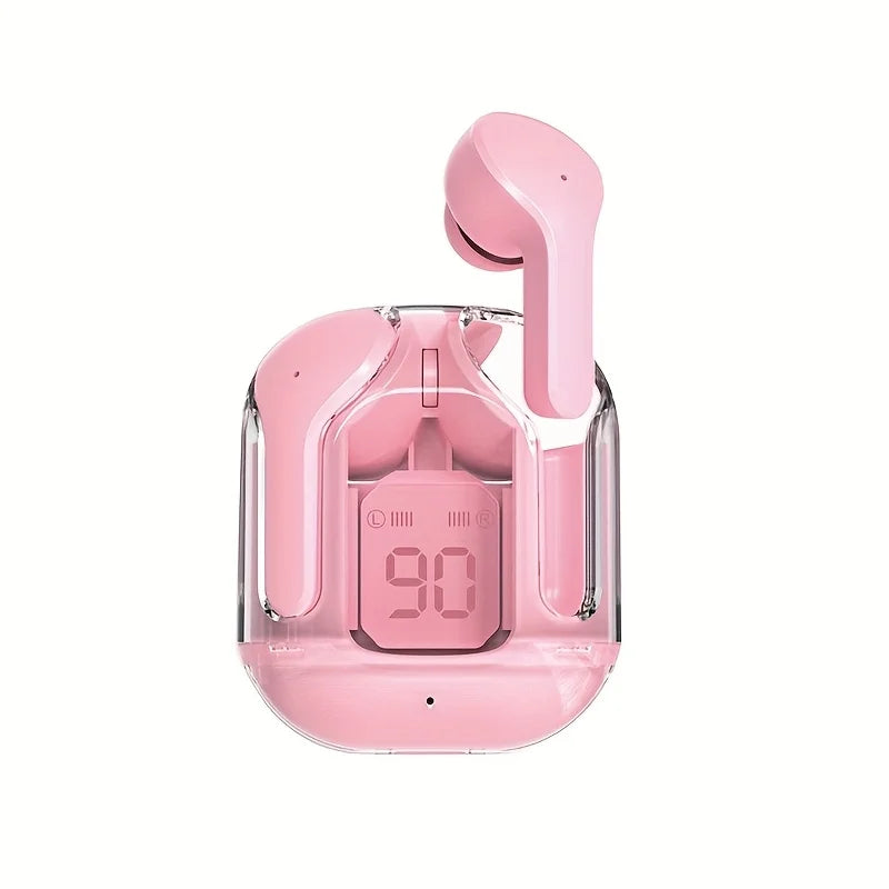 Wireless Earbuds Bluetooth 5.3 LED Case Transparent Design USB C
