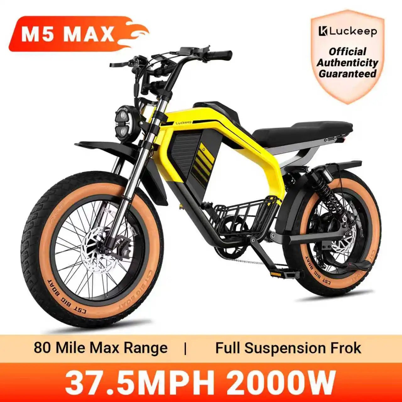 Luckeep M5 MaxElectricFatTireBike WithLongRangeBatteryLife 52V20AhBatteryPack 2000WPeakMotor