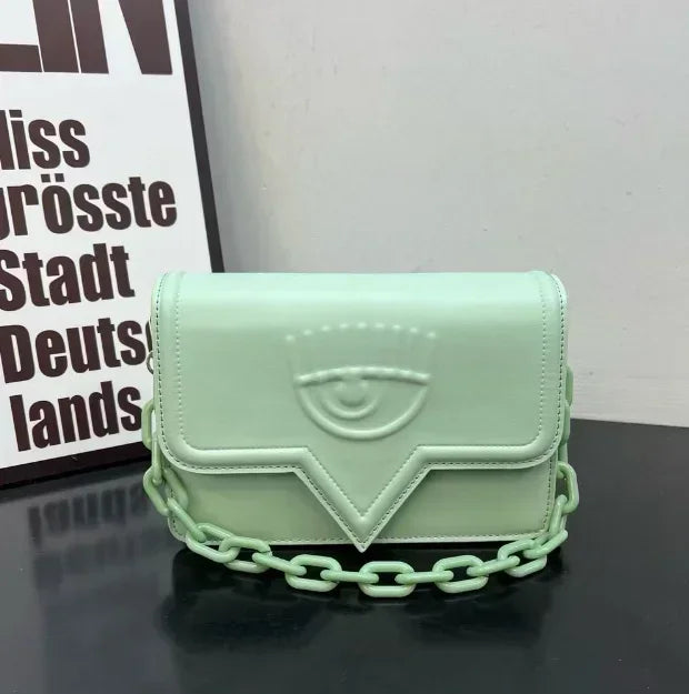 Luxury Brand Designer Bag Women 2024 Hit Embossed Eyes Chain Wide Strap Shoulder Bag Fashion Trend Cute Exquisite Crossbody Bag