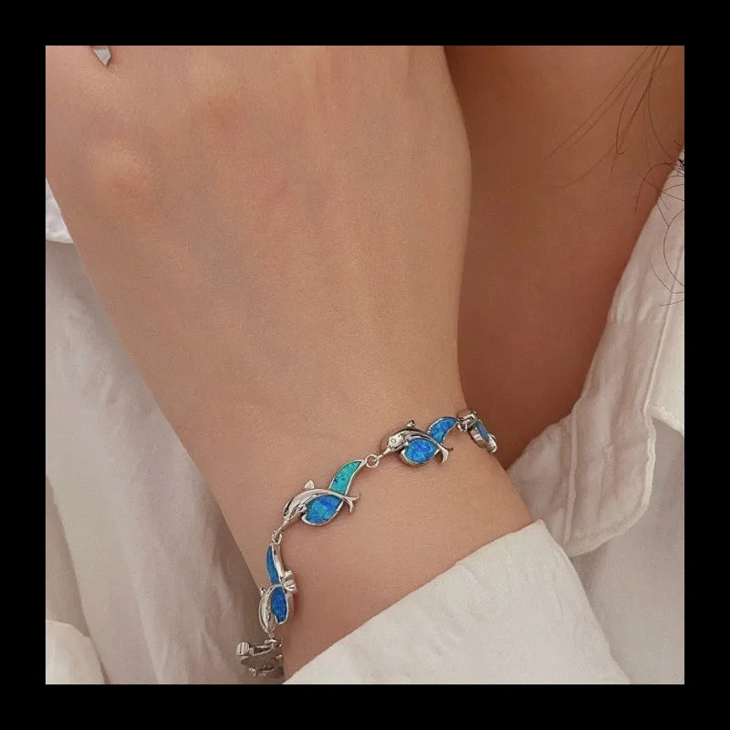 NONECN S925 Sterling Silver Opal Irregular Bracelet