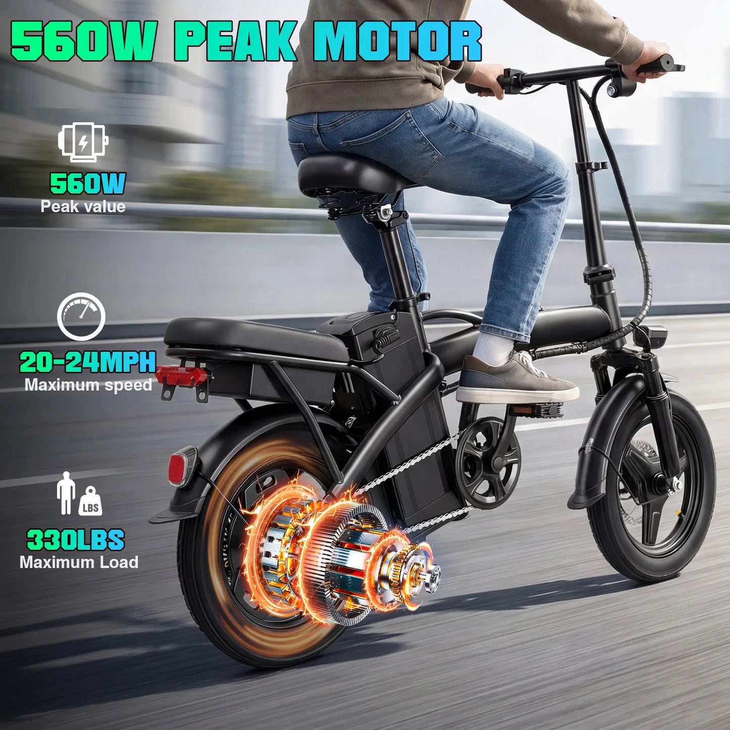 LELEKUAIFolded Foldable Electric Bike For Adults Long Range Battery
