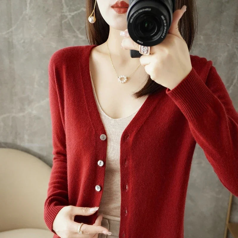 V Neck Cardigan For Women Knit Loose Fit Sweater