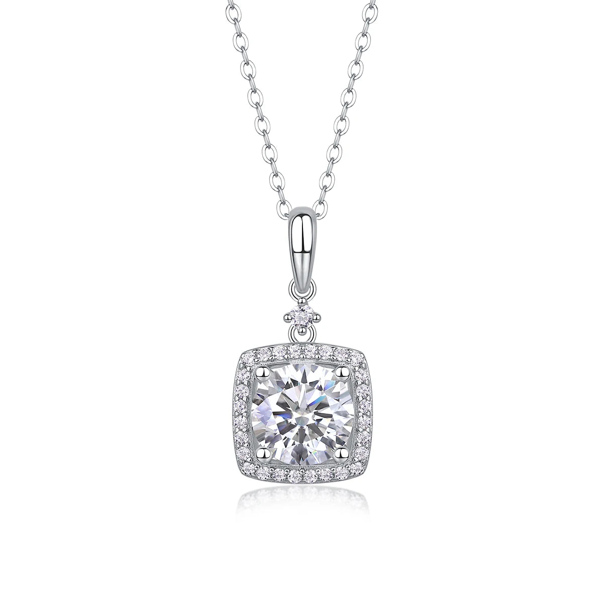 Jiuzuan 2 Carat Moissanite Pendant Necklace 18K Gold Plated