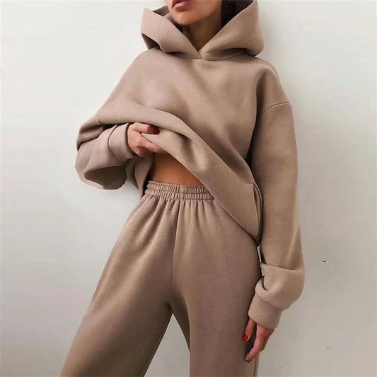 Womens Tracksuit Set Autumn Hoodie Sweatpants