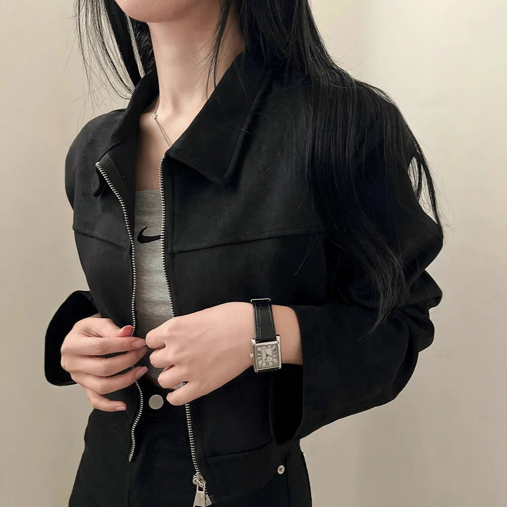 Autumn Suede Zipper Jacket for Women, Casual Style