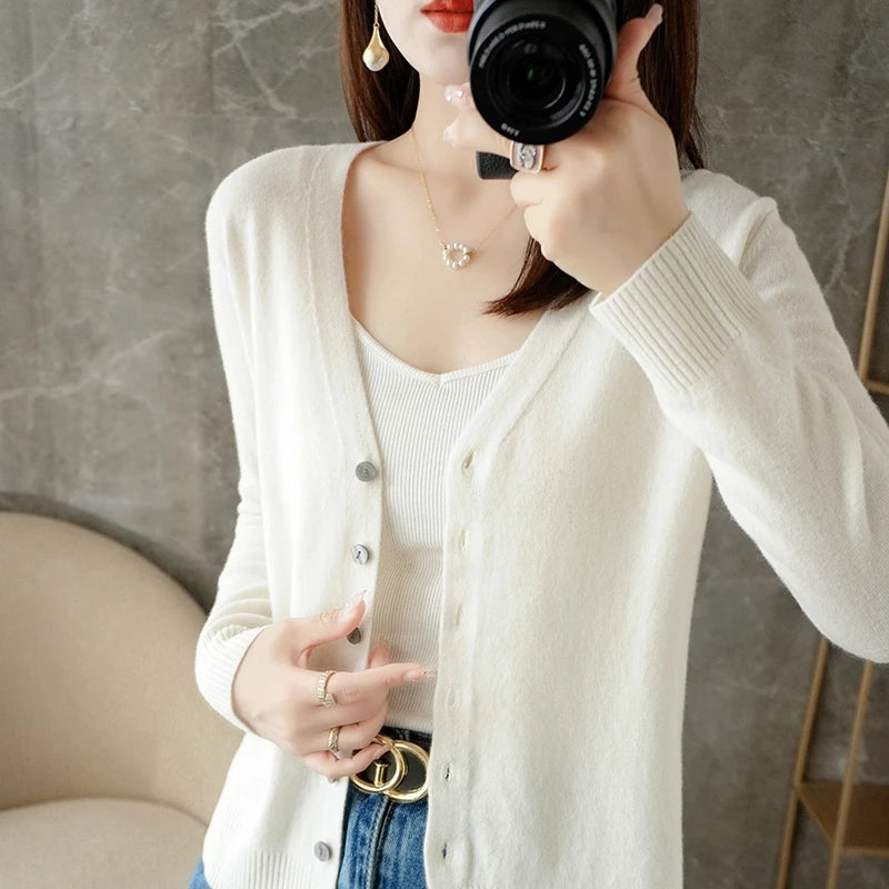 V Neck Cardigan For Women Knit Loose Fit Sweater