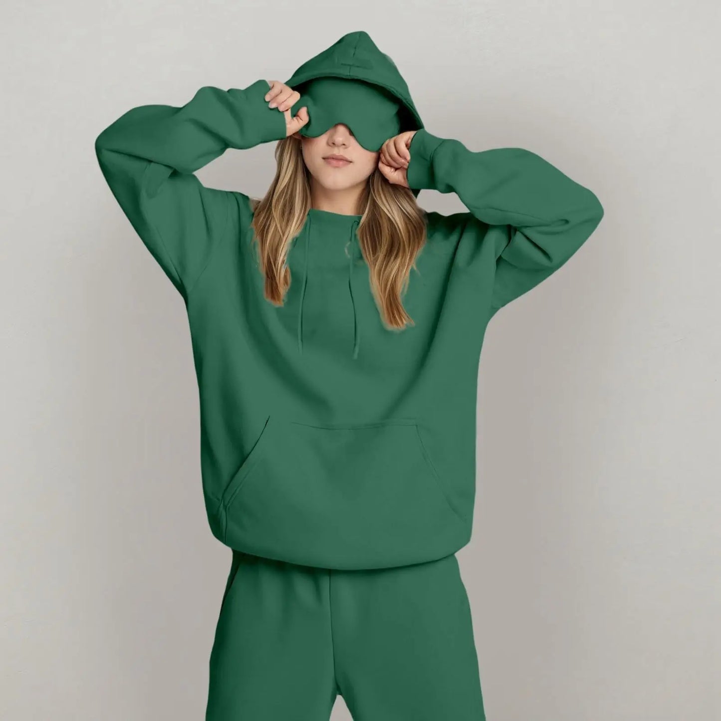 Unisex Hooded Sweatshirt With Built In Eye Mask Pullover