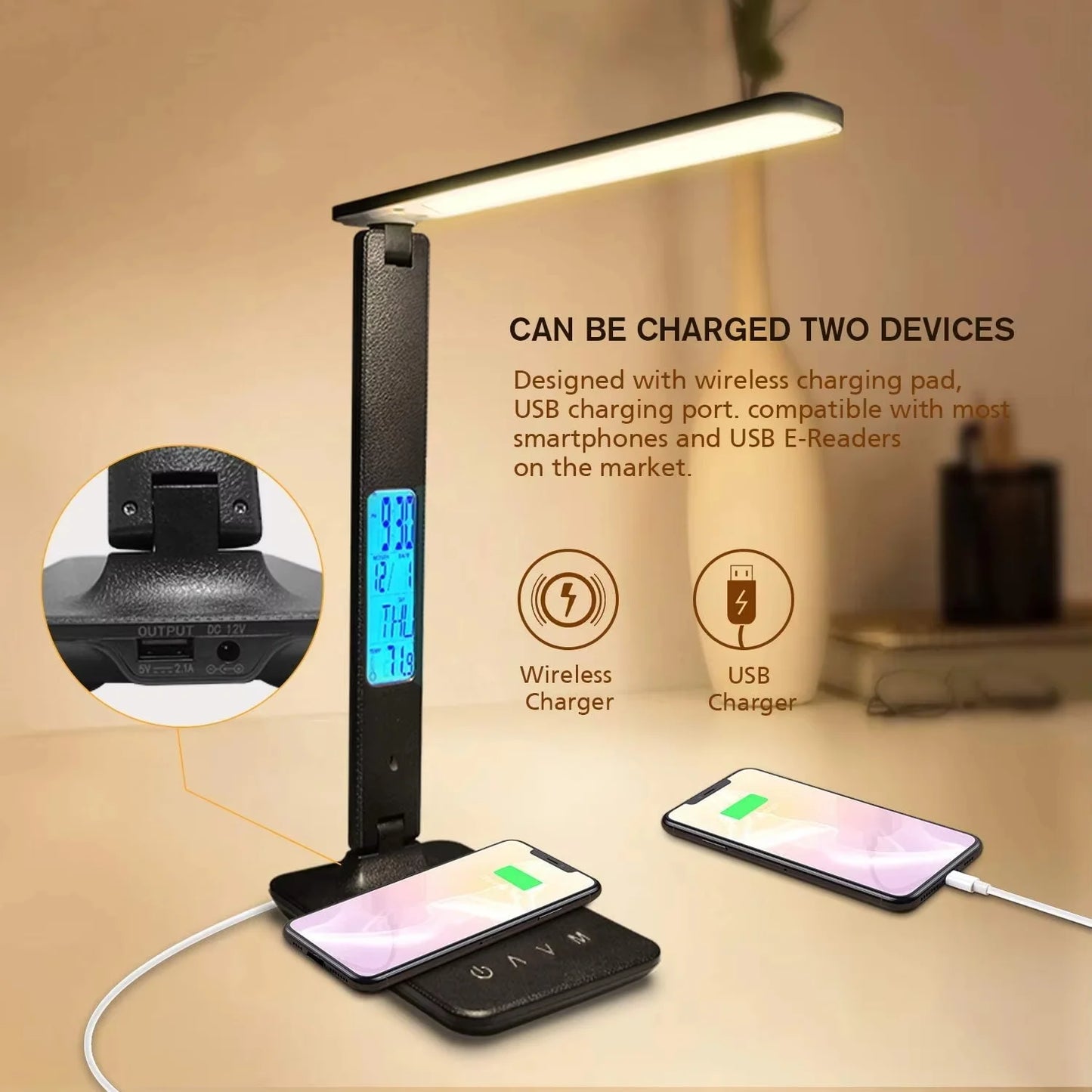 Button LAOPAO 10W Qi Wireless Desk Lamp With USB Port