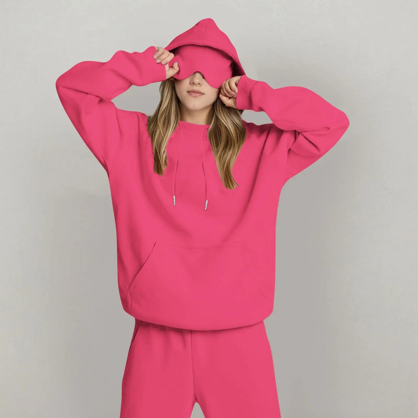 Unisex Hooded Sweatshirt With Built In Eye Mask Pullover
