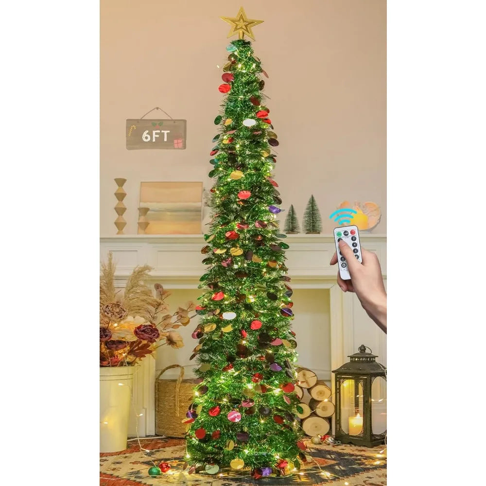 HMASYO Pop-Up Christmas Tree With 100 LED Lights And Remote