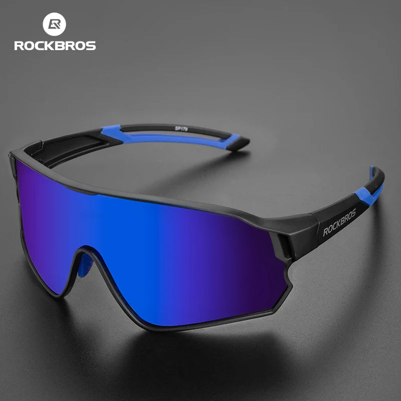 ROCKBROS Unisex Polarized Photochromic UV400 Cycling Glasses with Myopic Frames - Outdoor Wind & Sand Proof Bicycle Sports Gear
