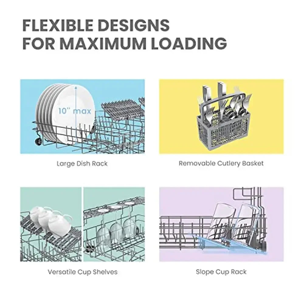 Portable Countertop Dishwasher 6 Place Settings 8 Washing Programs Baby-Care ECO Glass Speed Powerful Cleaning Energy Star