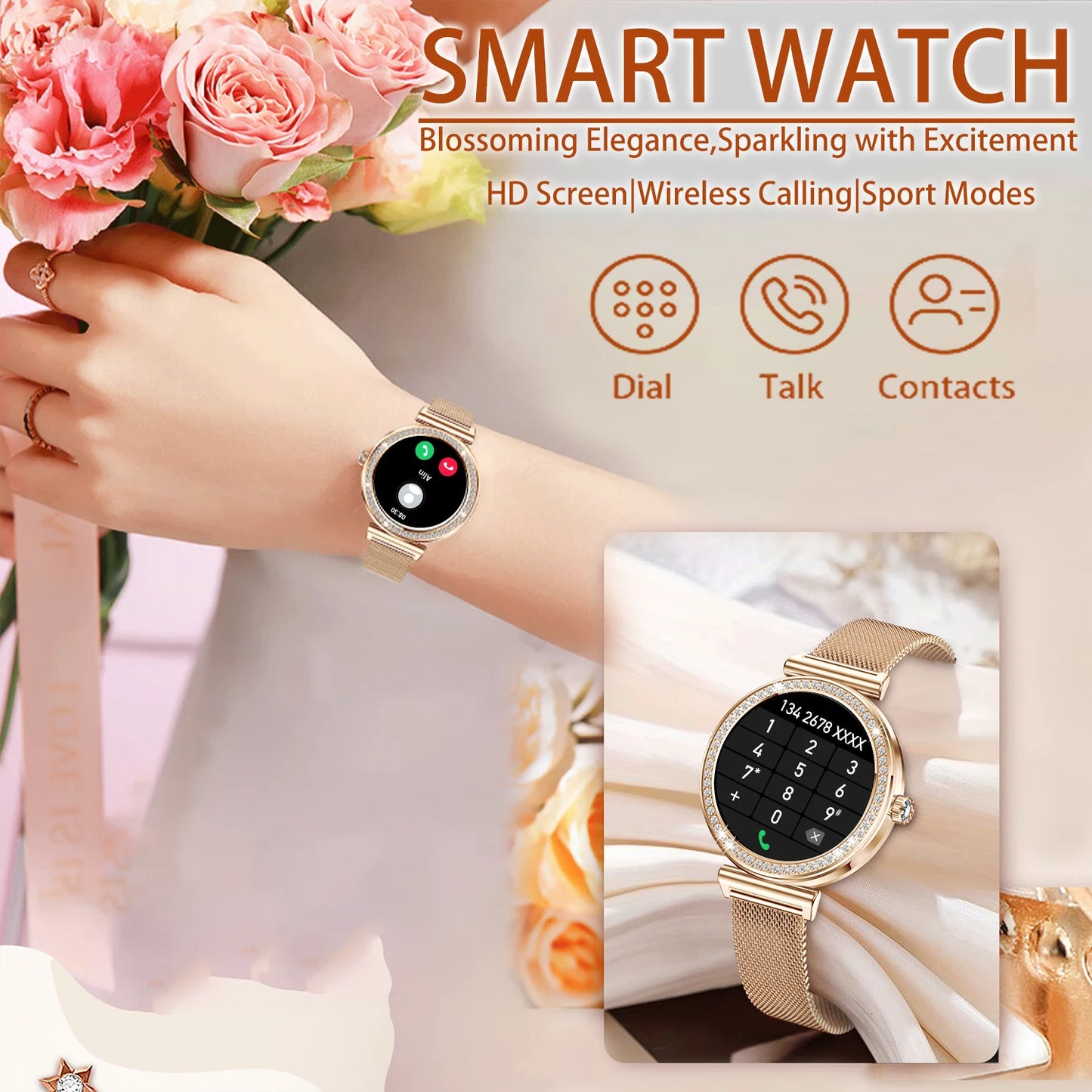 INNOFOVO Women Smart Watch Wireless Calls Sport Modes