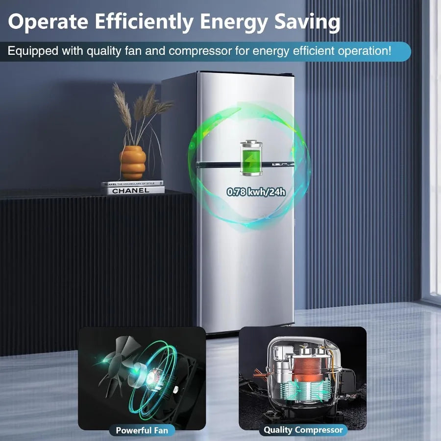 XMSJ Dual Door Refrigerator With Freezer 7 Temperature Settings