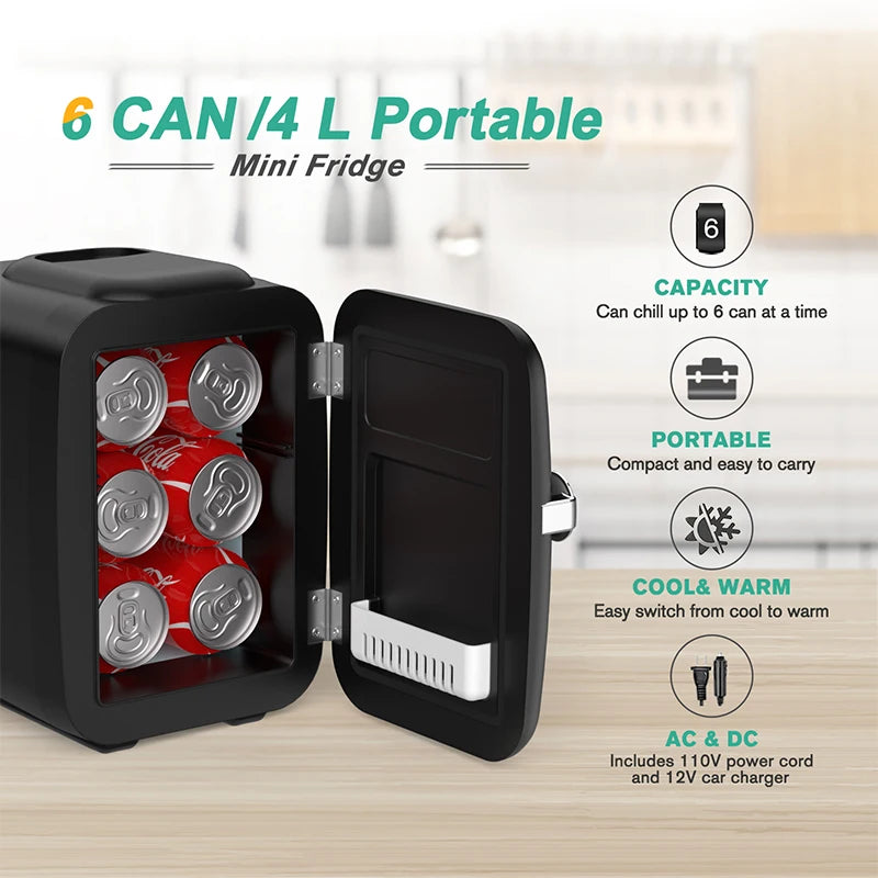 Crownful Mini Fridge Beauty Makeup Skincare Refrigerator AC DC Car