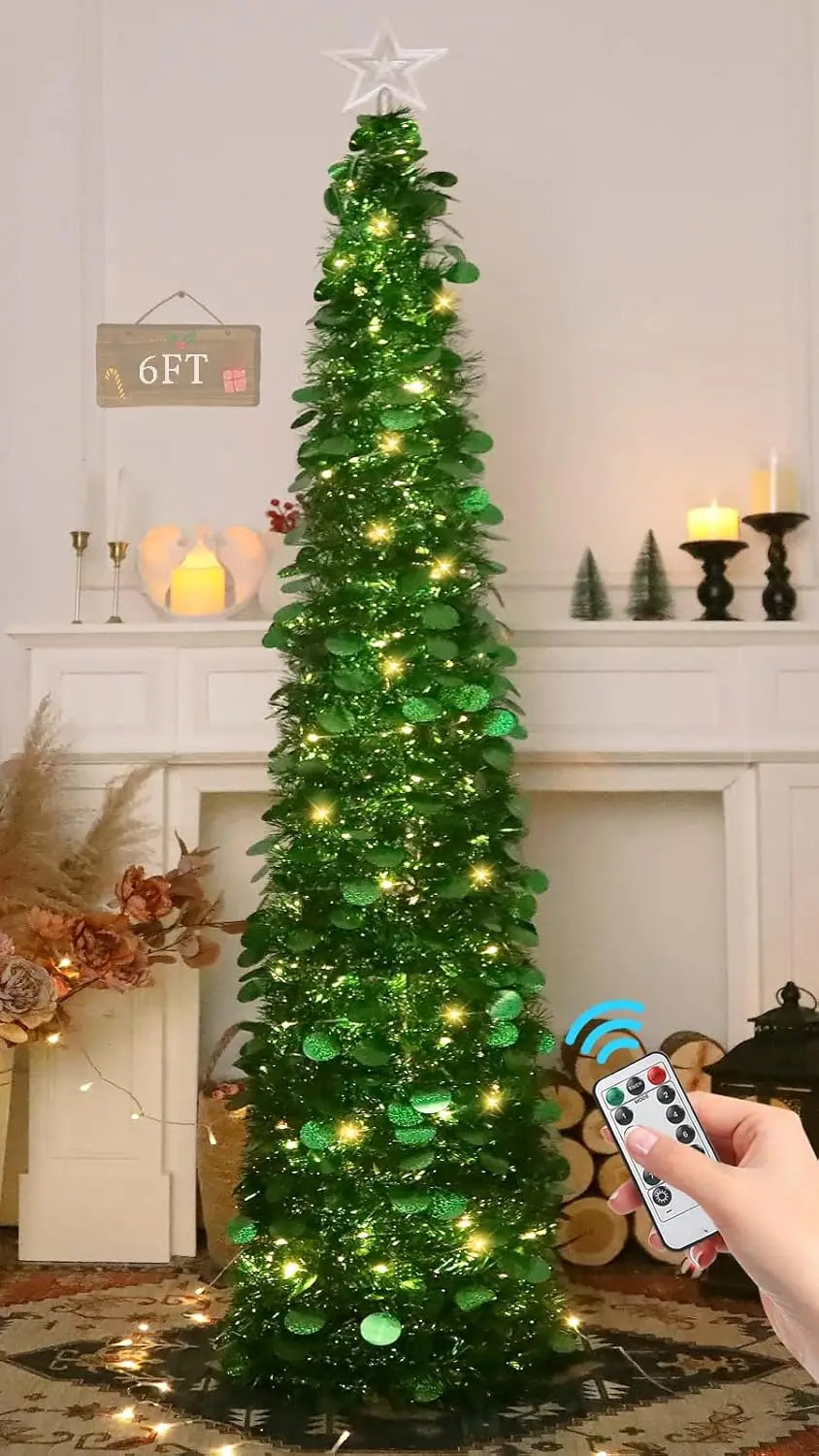 HMASYO Pop-Up Christmas Tree With 100 LED Lights And Remote