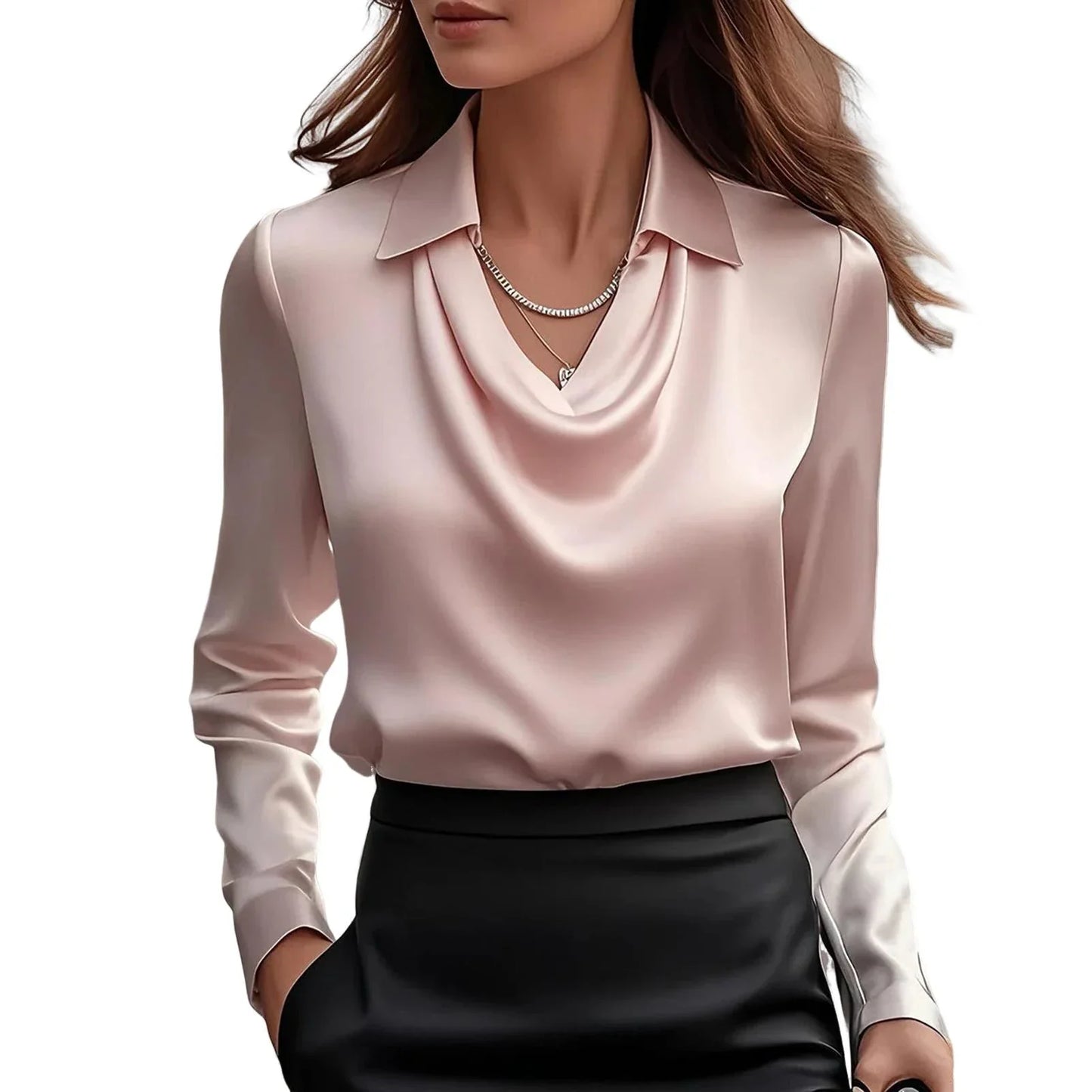 Satin Women Shirt Long Sleeve Blouse Silk Elegant Top For Autumn Workwear