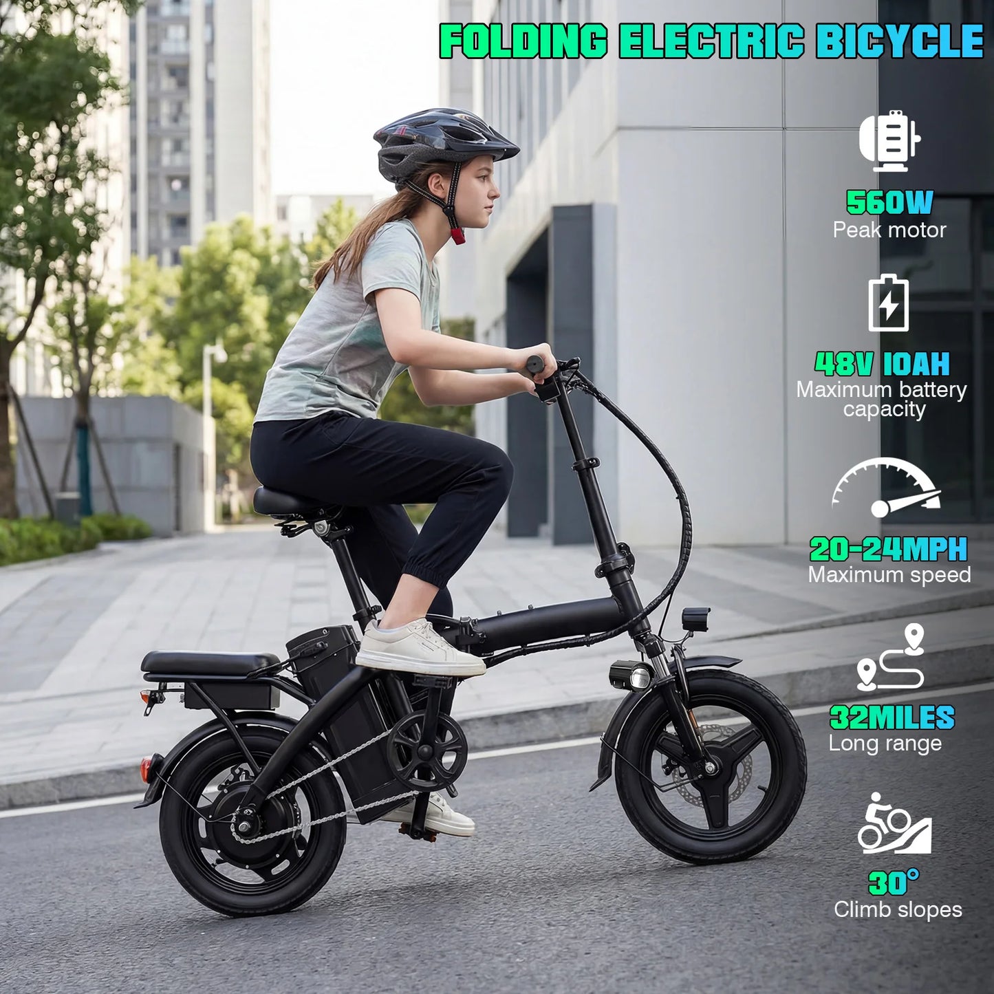 LELEKUAIFolded Foldable Electric Bike For Adults Long Range Battery