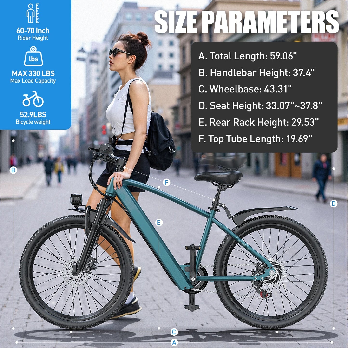 Max Speed Premium City Electric Bicycle Shimano Seven-Speed 36V LithiumIonBatteryTechnology