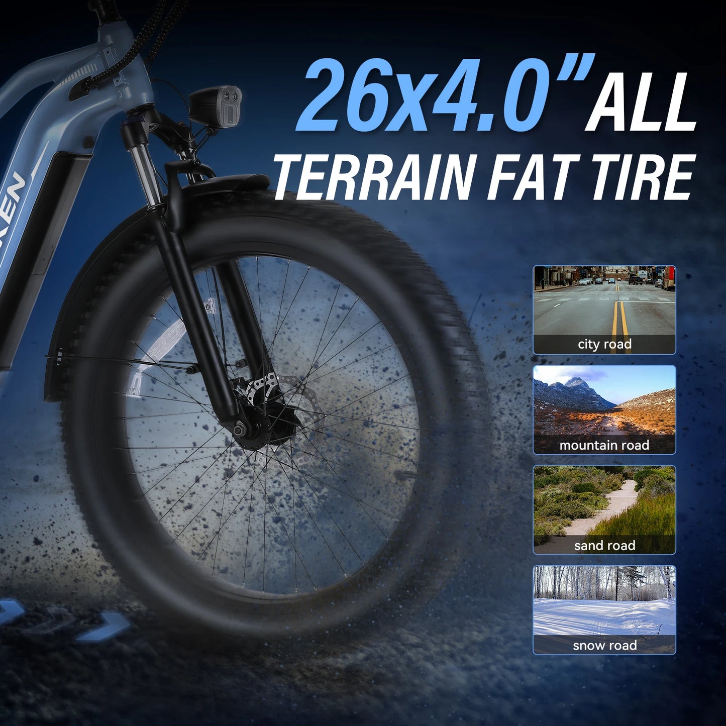 Electric Fat Tire Ebike With 1500W Peak Motor And Battery