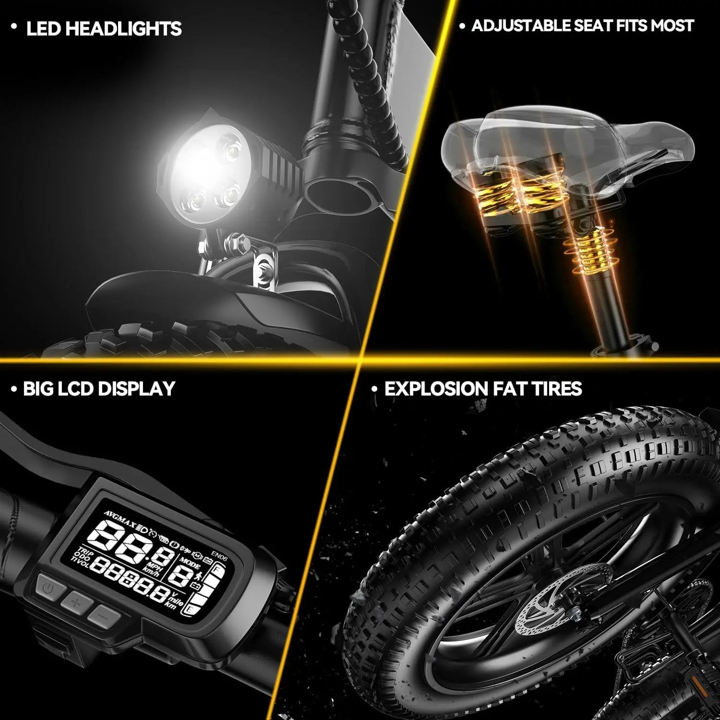 CYBERVELO 1000W Folding Fat Tire Electric Bike for Adults
