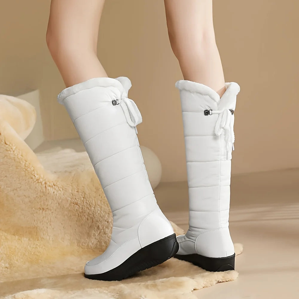 Women's Fuzzy Faux Fur Winter Snow Boots Waterproof Platform Wedges