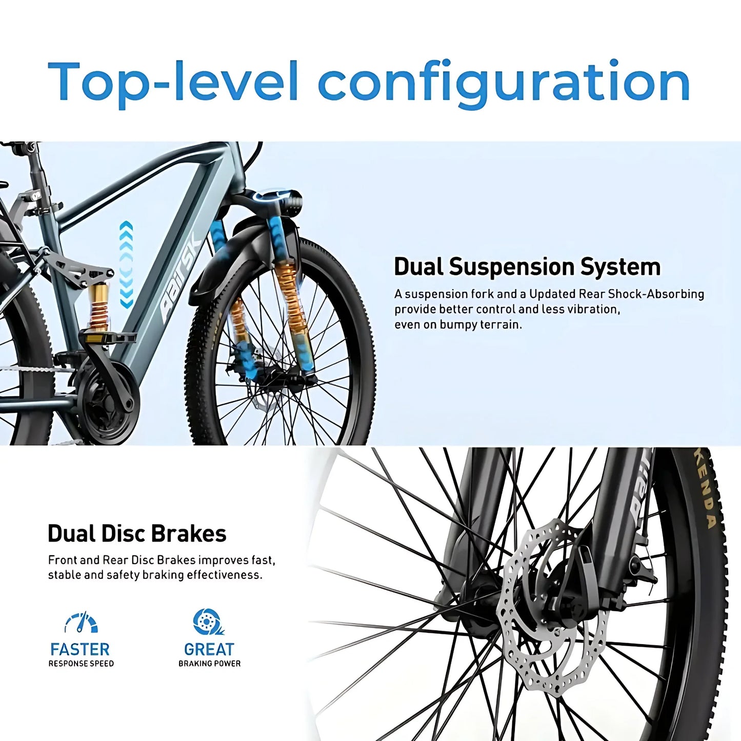 Aairsk 750W Mountain Electric Bike Shock Absorbers Adults