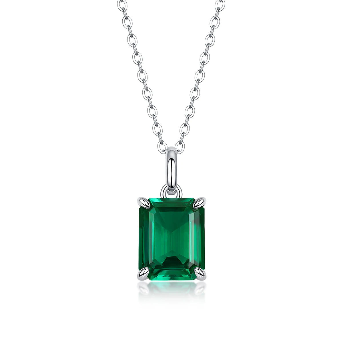 Jiuzuan 18K Gold Plated Lab Emerald Pendant Necklace