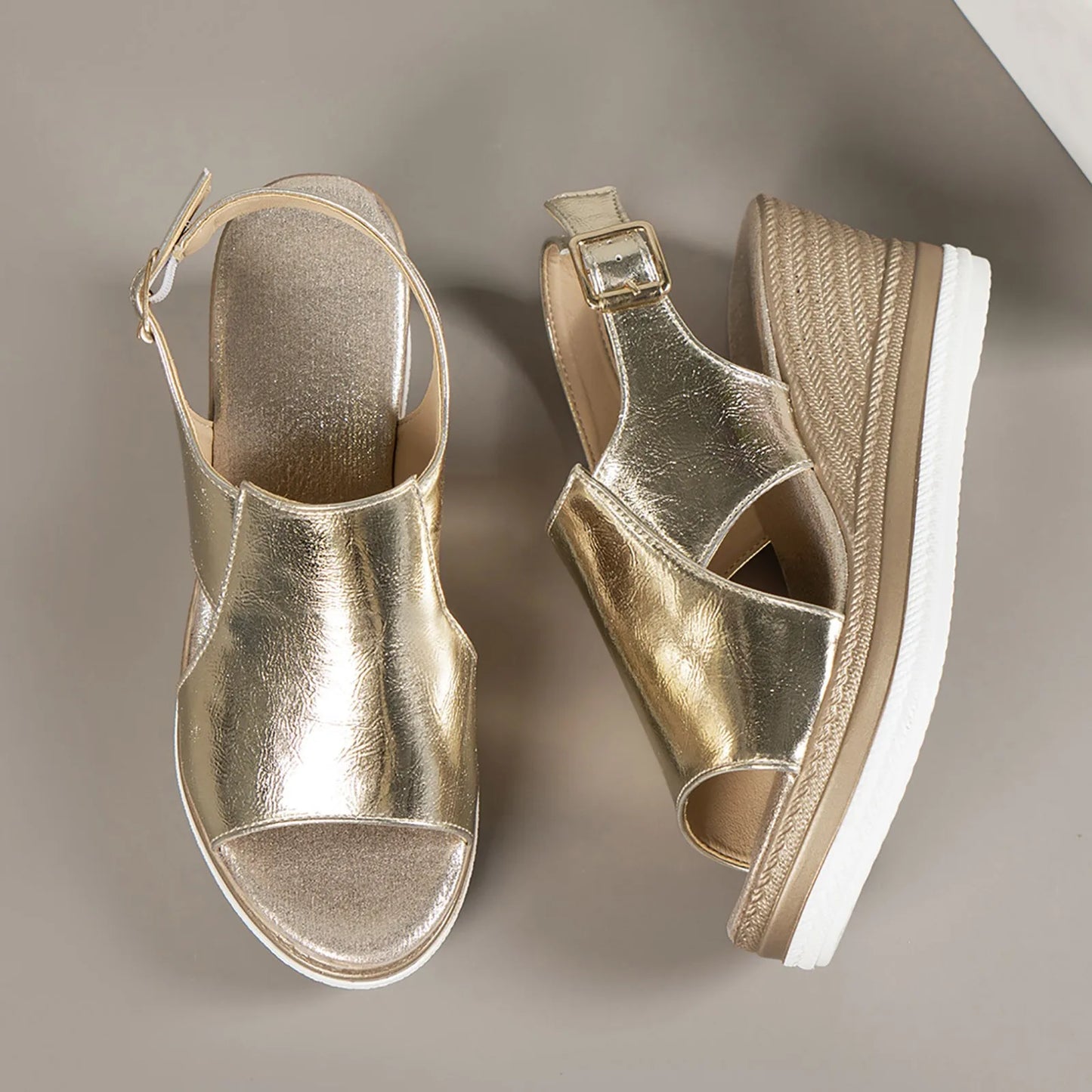 Summer Bohemian Sandals Women Metallic Slingback Wedge Sandals Glamorous Shoes Wedge Shoes Zapatos De Damas EnvíO Gratis