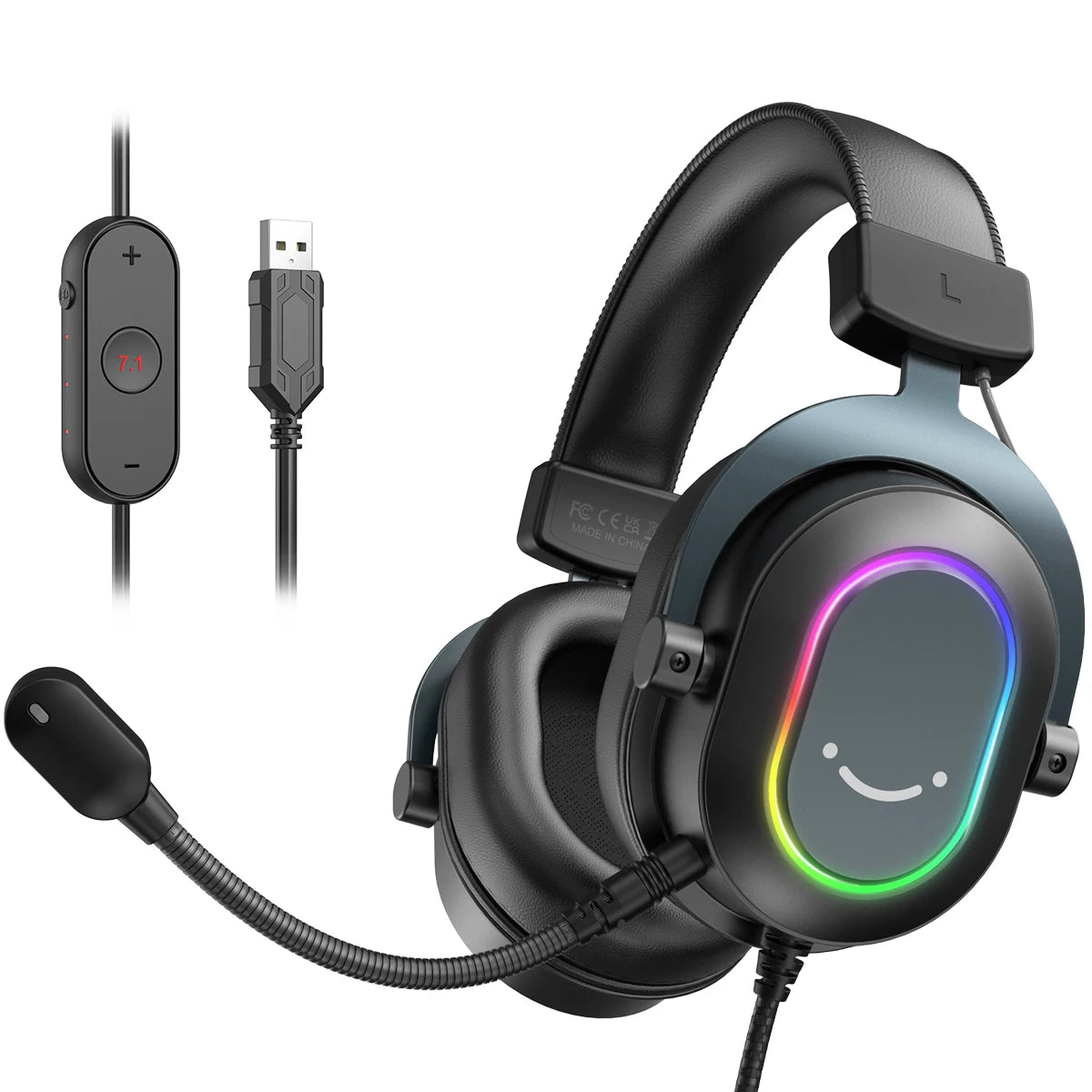 FIFINE Dynamic RGB Gaming Headset With Mic 7.1 Surround