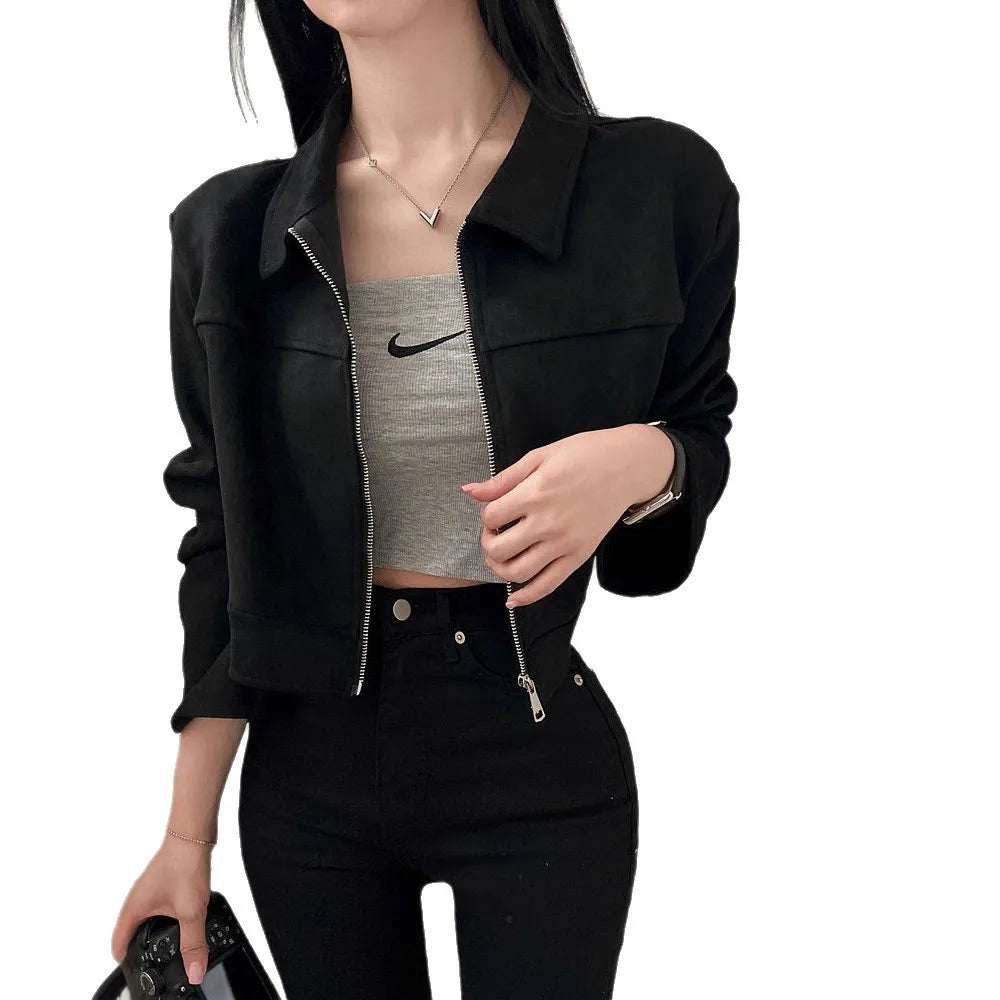 Autumn Suede Zipper Jacket for Women, Casual Style