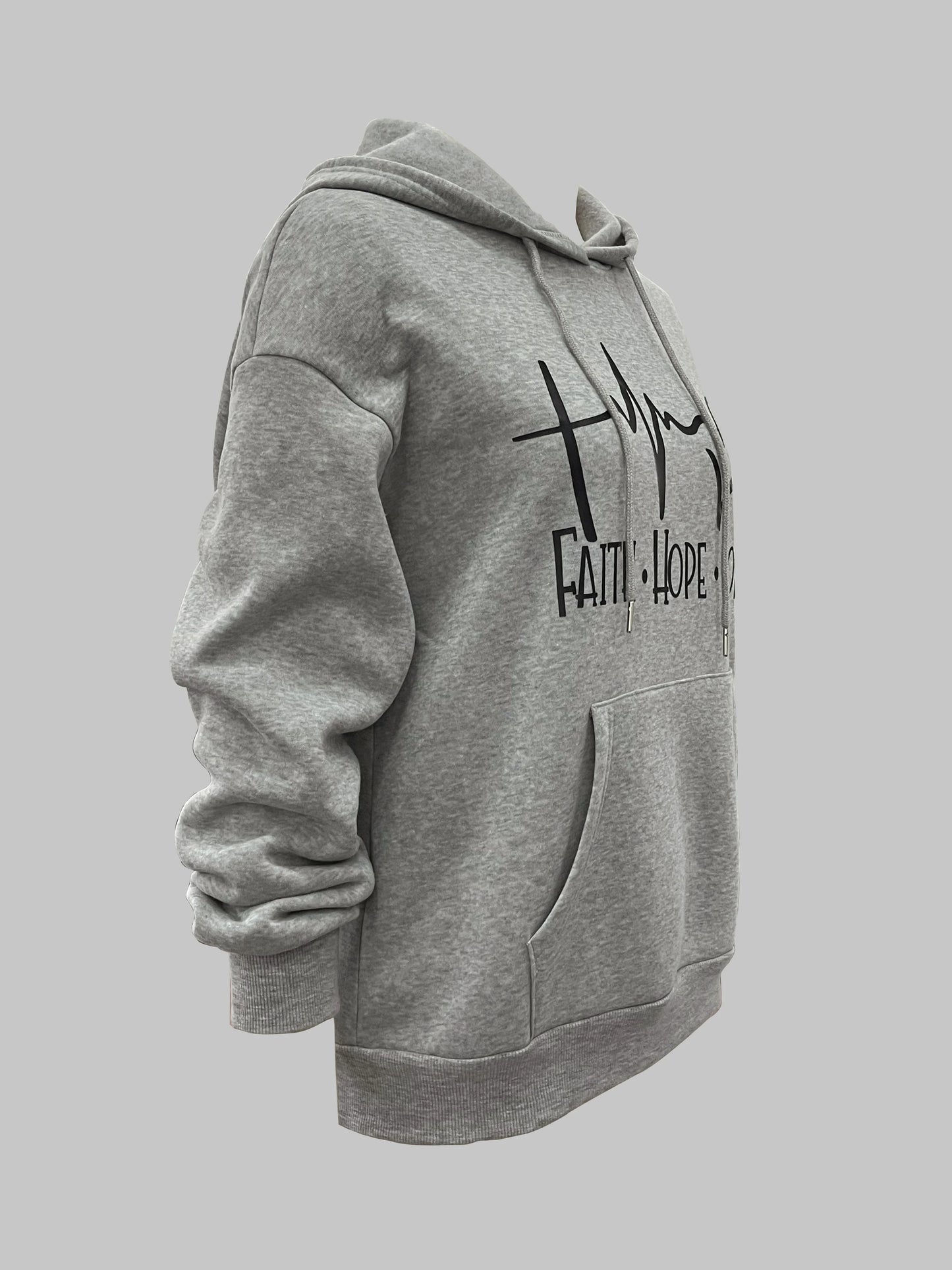 Closure Cozy Heart Print Hoodie With Drawstrings Sweatshirt