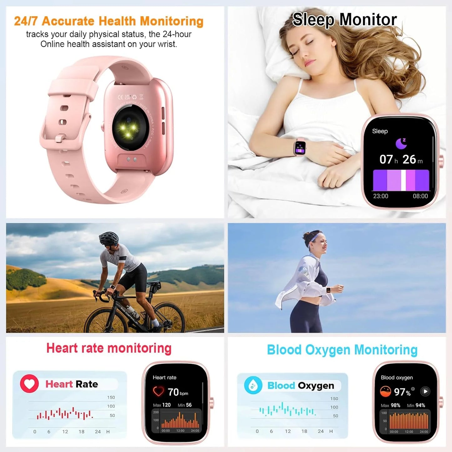 Nerunsa Smart Watch Fitness Tracker IP68 110 Sports Modes