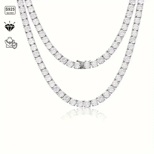 Sterling Silver Moissanite Hip Hop Cuban Necklace Unisex