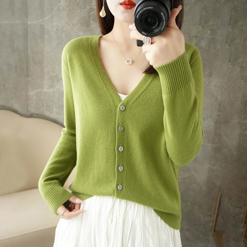 V Neck Cardigan For Women Knit Loose Fit Sweater