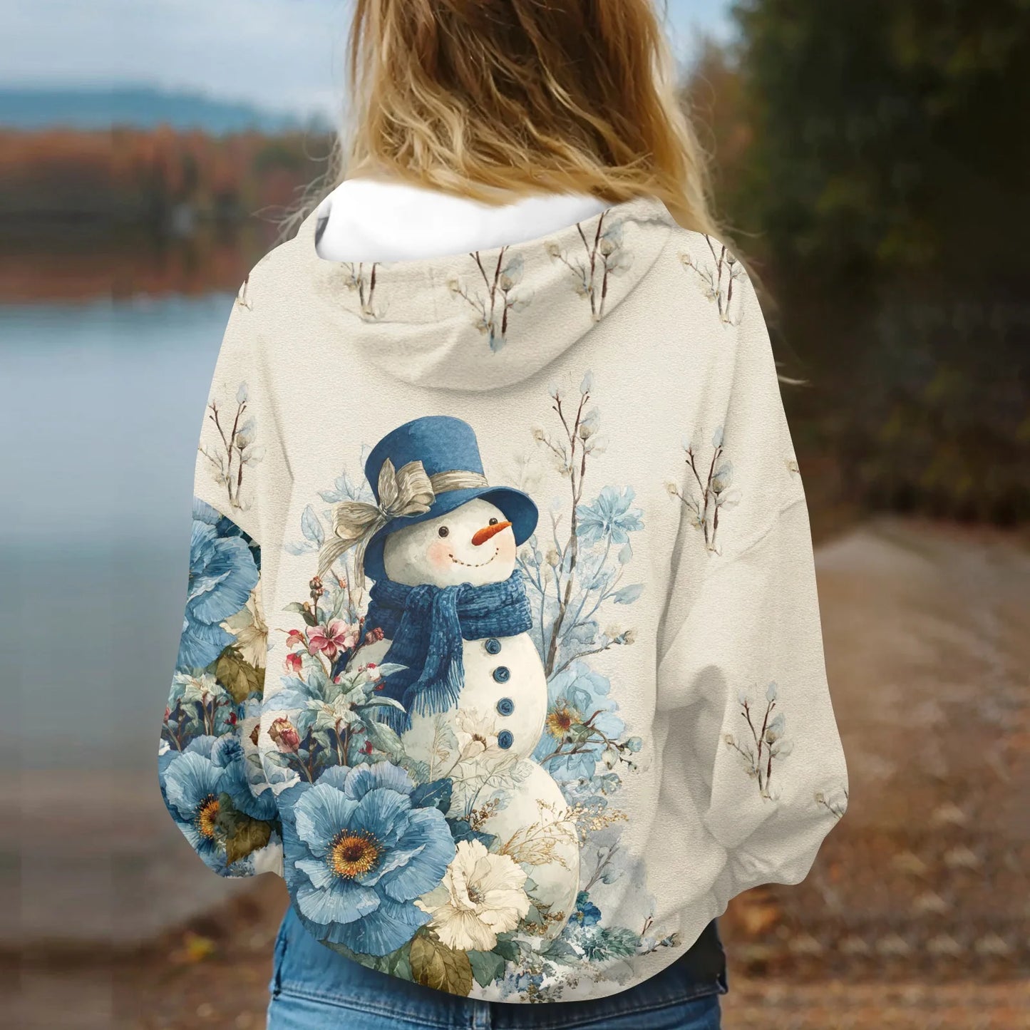 Womens Hooded Sweatshirt Printed Casual With Pockets