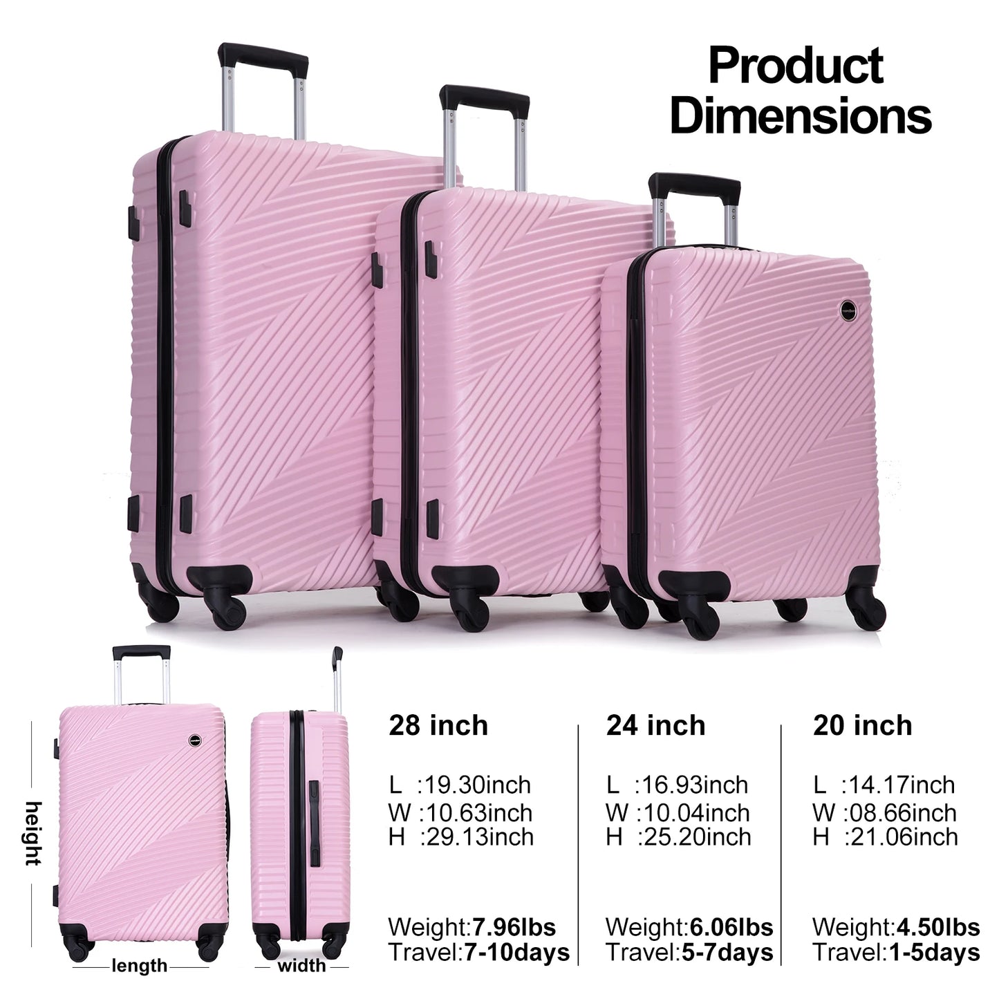 Tripcomp Hardshell Luggage Set 3-Piece Spinner Wheel