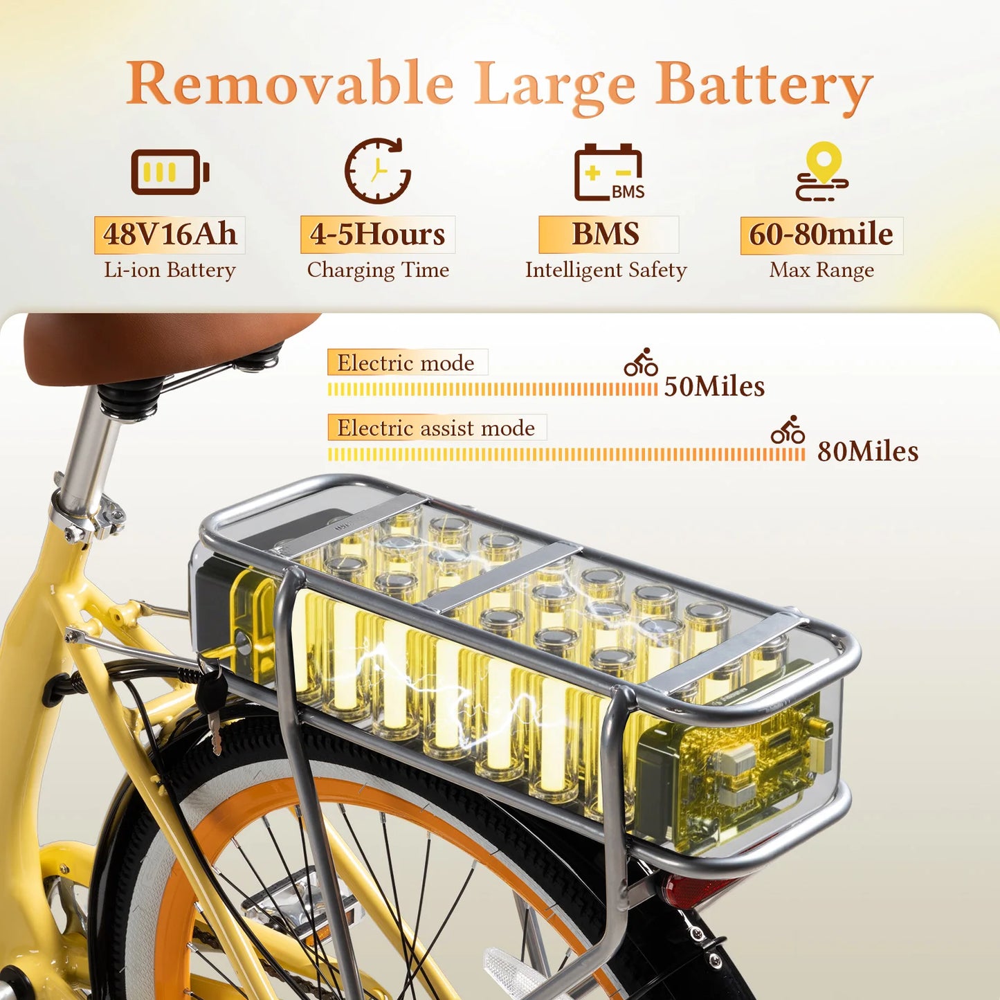 DDC SPORT Cruiser Electric Bike With 48V Removable Battery