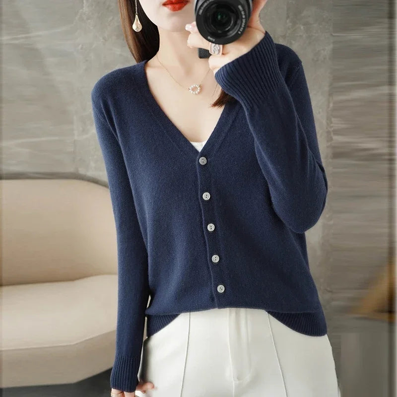 V Neck Cardigan For Women Knit Loose Fit Sweater