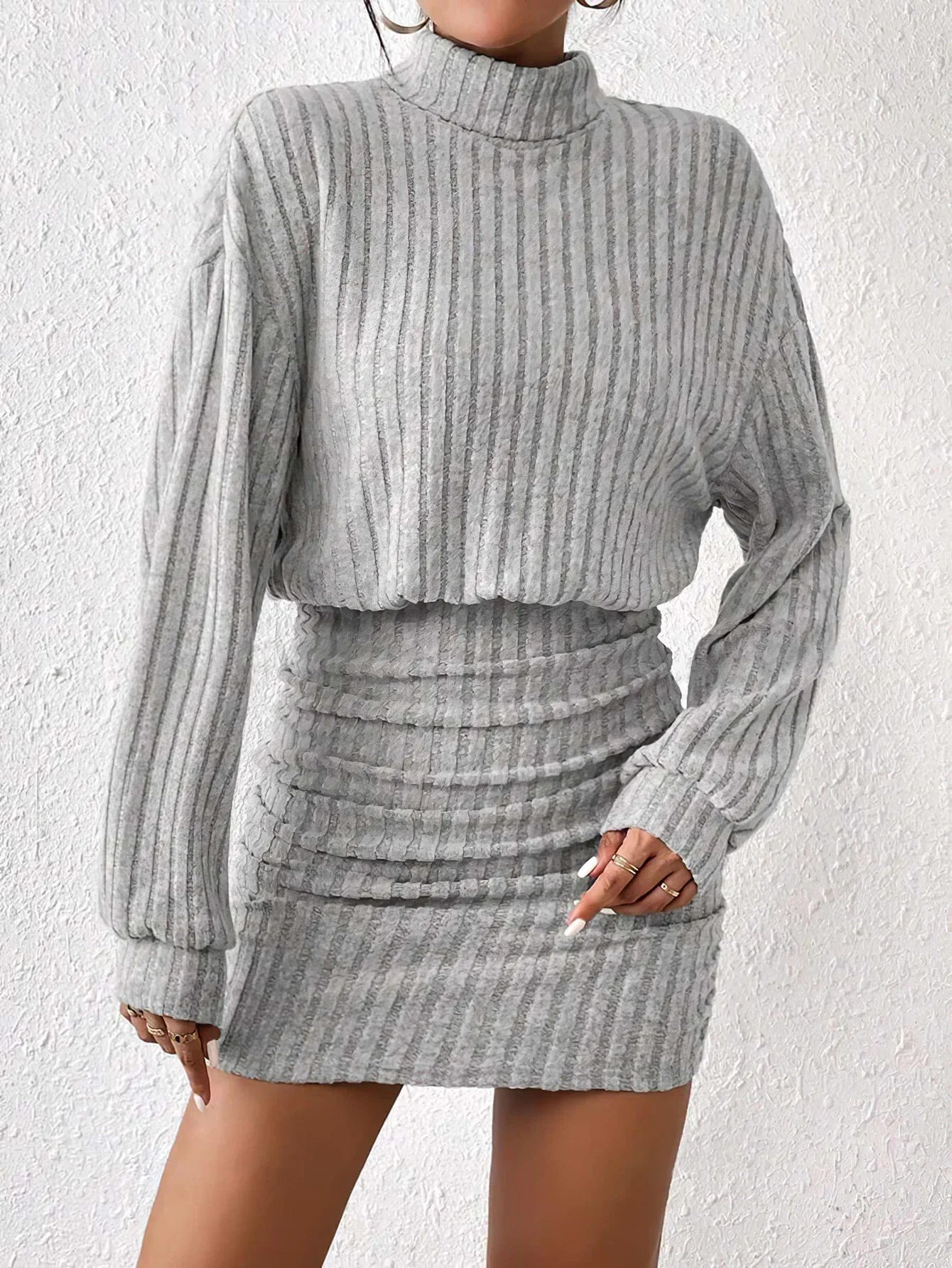 Women's High Neck Knitted Sweater Dress