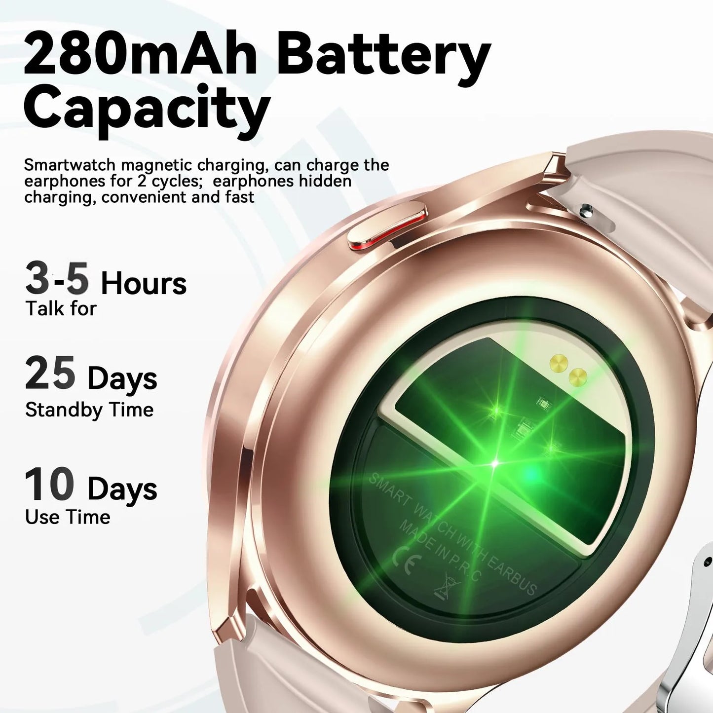 EIGIIS Smartwatch With Earbuds Fitness Tracker 2-In-1 Waterproof