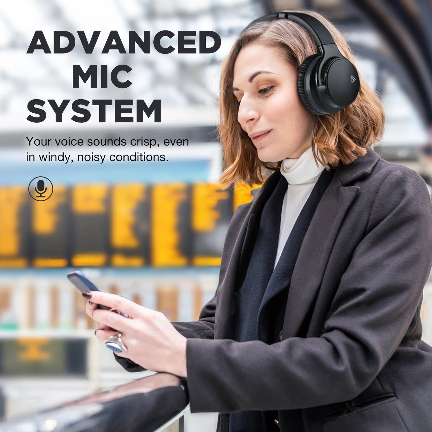 Meidong E7B Active Noise Cancelling Wireless Over-Ear Headphones
